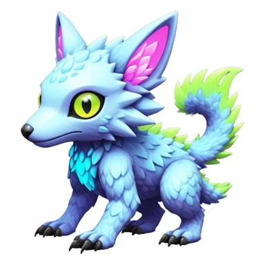  exotic lush cozy warm-colored colorful neon-colored cyber-Fakémon-Digimon-Trico-creature sticker