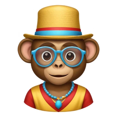 a sunglasses monkey with circus hat and shirt sticker