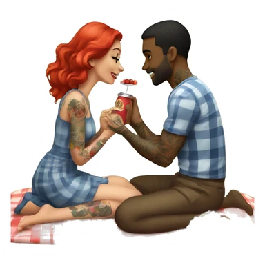 Romantic picnic date for beautiful tattooed couple sticker