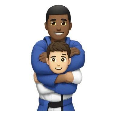 One jiujitsu boy hugging another jiujitsu boy from behind sticker