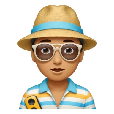 Someone listening to a speaker at the beach. Add some musical notes coming out of the speaker. sticker