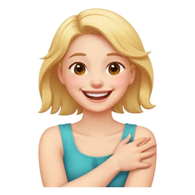 arms crossed holding neck laughing girl sticker