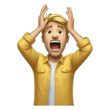 a man with his hands in his head screaming sticker