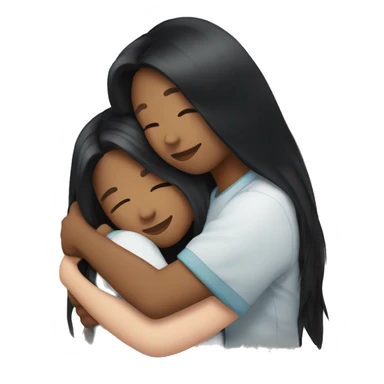 Lesbian with long black hair and white skin hugging her girlfriend from behind sticker