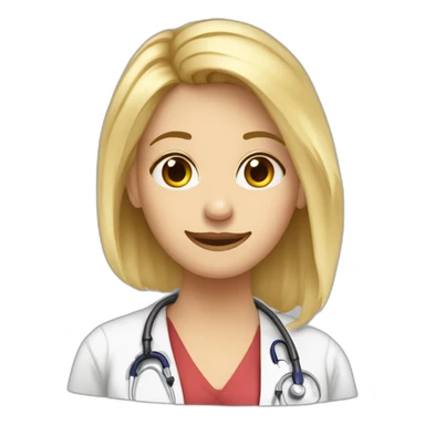 Dessine moi une image humoristique d'un docteur femme blonde aux cheveux court sticker