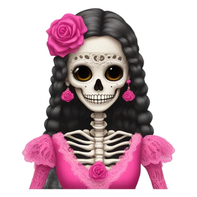 Skeleton wearing hot pink vintage wedding dress to impress sticker