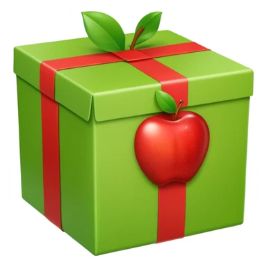 light green shipping box wrapped in tape with visible tape seams, apple style emoji sticker