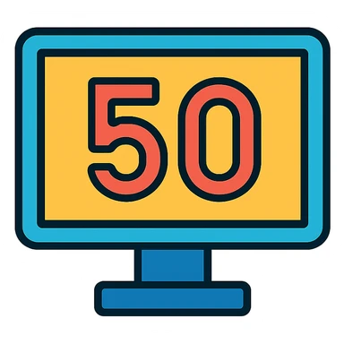 screen with the number 50 displayed clearly and centered sticker