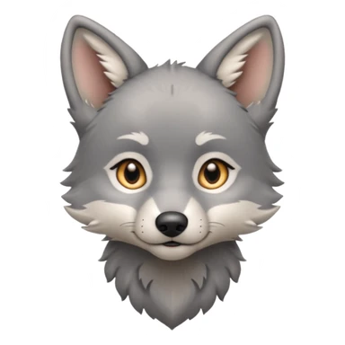 Wolf pup with soft fur and alert ears, half body sticker