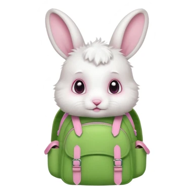 babywhite rabbit wear green backpack sticker