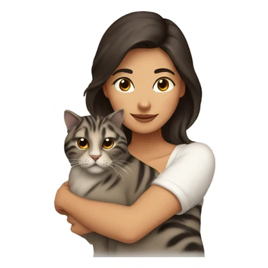 Brunette woman hugging a Himalayan cat tiger sticker