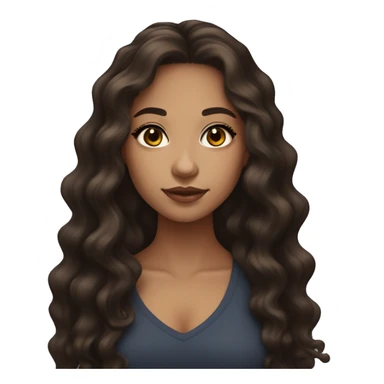 lightskin girl with long dark brown wavy hair and lashes sticker