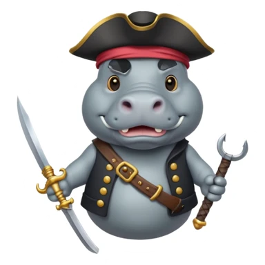 Hippopotamus pirate holding a cutlass sticker