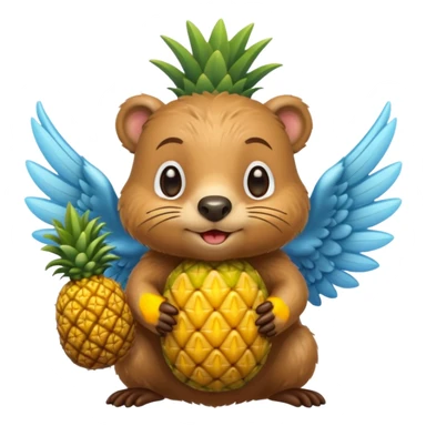 Castoro con le ali e con i capelli a forma di ananas  sticker