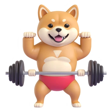 shiba inu at gym doing barebells sticker