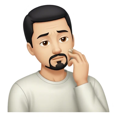 Man with black hair and goatee with neck bent over in pain sticker