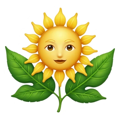 sun symbol above a leaf sticker