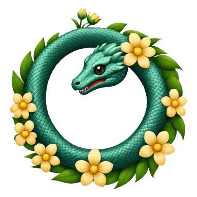 ouroboros serpent made of flowers sticker