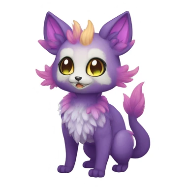 Kawaii bright fantasy ethereal anthro fursona Fakemon animal creature sticker