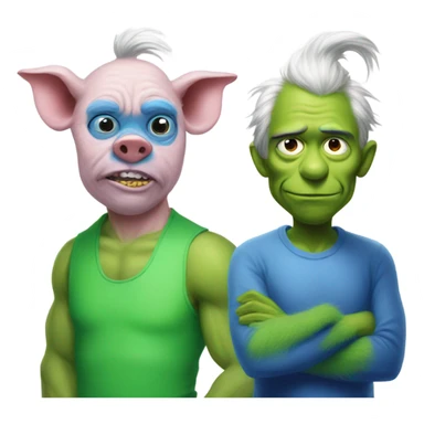 Pig man and blue grinch  sticker