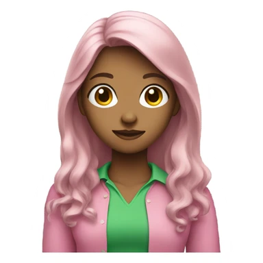 Female young lady with long hair in pink and green shirt sticker