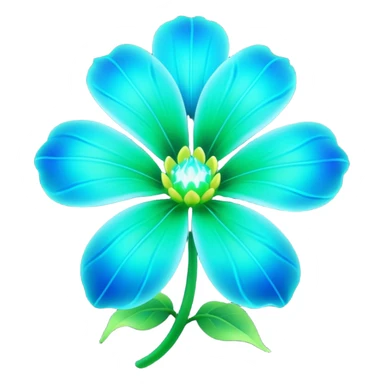 3D render of Avatar-style Flower, bioluminescent deep sea style, glowing neon blue and green lights, dark background to contrast the glow, translucent organic textures. sticker
