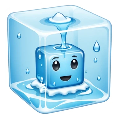 Quero que, com base nos emojis da apple, crie um emoji de um cubo de gelo derretendo sticker