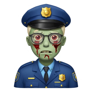zombie police man with glasses sticker