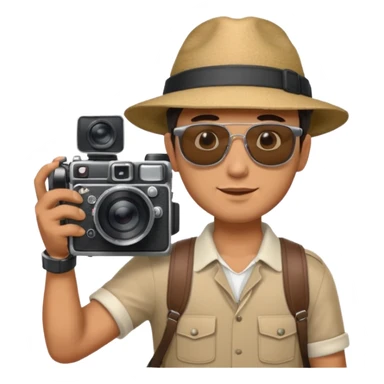 man hold  largefilm Camera ,on his shoulder sticker