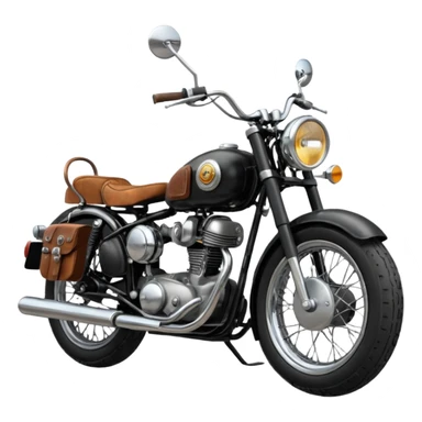 Illustrate a vintage motorcycle with round headlamp & rustic metal parts sticker