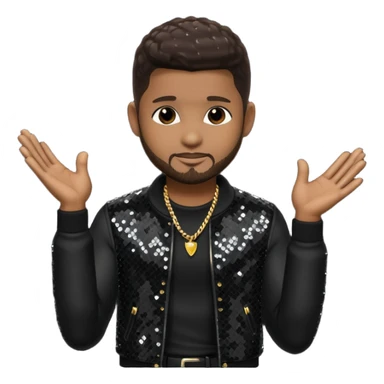 Usher with dark brown hair, black sequin tour outfit  sticker