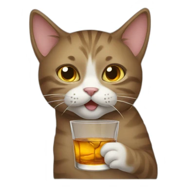 cat drinking scotch sticker