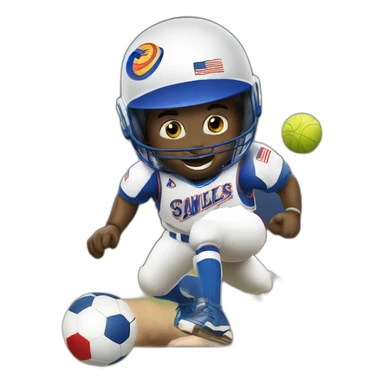 a rocket man bouncing a ball sticker