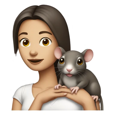 brunette woman holding cute pet rat sticker