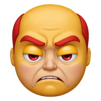 small yellow face with extremely exaggerated angry expression sticker