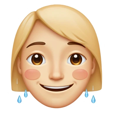 face with a smile but with tears streaming down, hiding sadness behind a happy face sticker