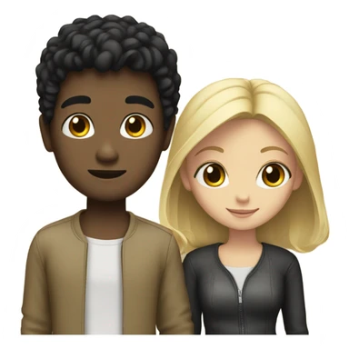 boy with black hair and blonde girl sticker