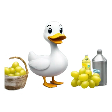 Duck behind lemonade stand selling grapes sticker