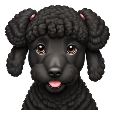 Black standard poodle with a ponytail sticker