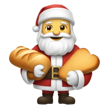 White Santa holding bread sticker