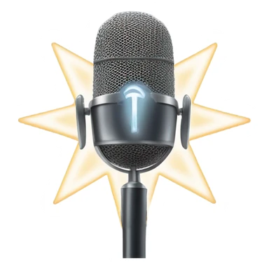 A sleek news microphone icon with a glowing single star above it, symbolizing the first milestone in membership. sticker