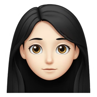 person with long black hair and big but turned to the side  sticker