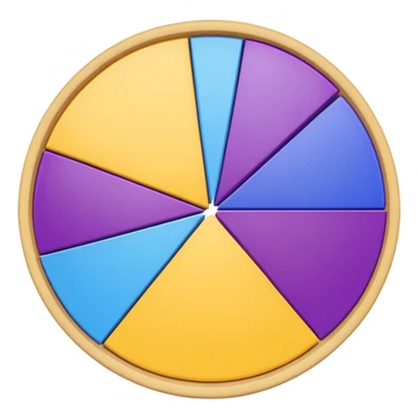 A pie chart with purple, yellow and blue colors only sticker