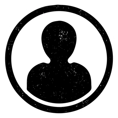 minimalist solid icon of a player for DnD TTRPGs, worn distressed effect sticker