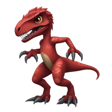 Red edgy badass velociraptor Digimon full body sticker