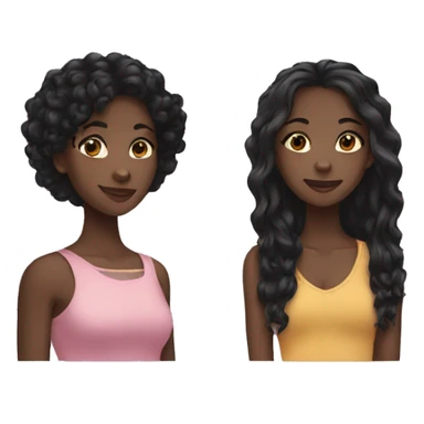 1 long hair black girl and 1 short hair black girl  sticker