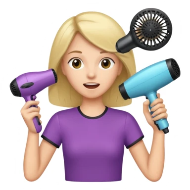 A girl with a comb in her right hand and a hair dryer in her left, singing. sticker