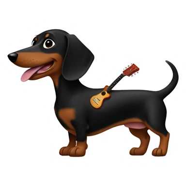 black and brown dachshund with a guitar sticker