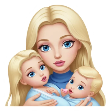 Blonde baddie with long hair Pretty makeup long lashes blue  eyes ,   light pink lips feeding baby sticker