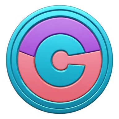 
One  Rotate 45 degree 3d credit coin color in in gradient of turquoise, blue, pink, purple, and coral sticker